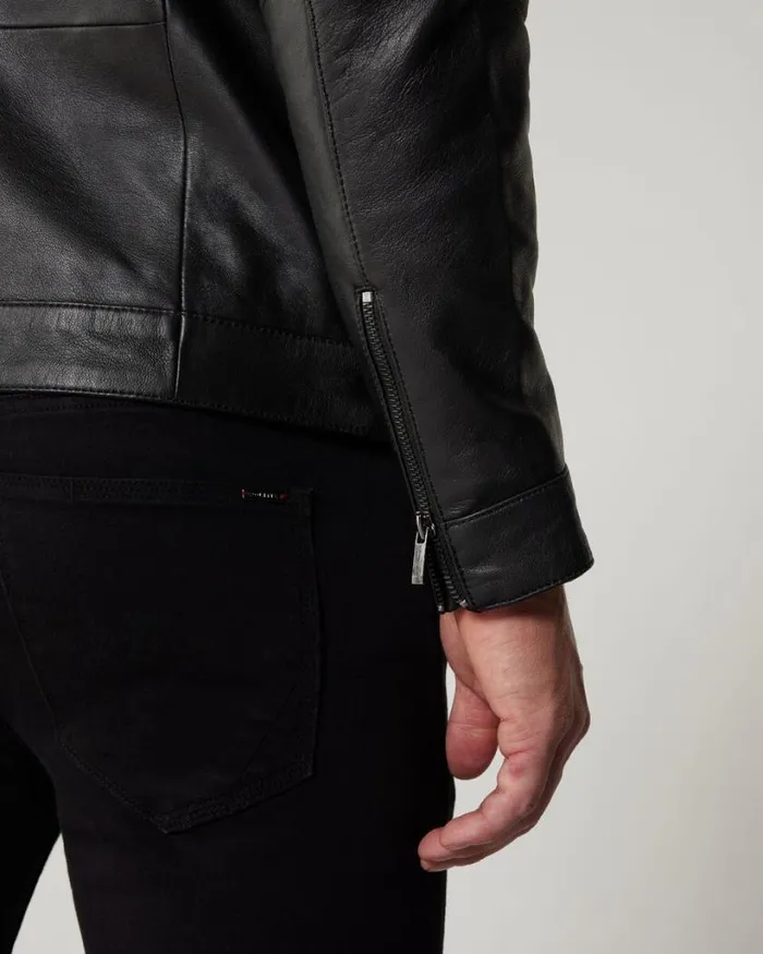 Politix Coats and Jackets Men Clean Biker Jacket Black