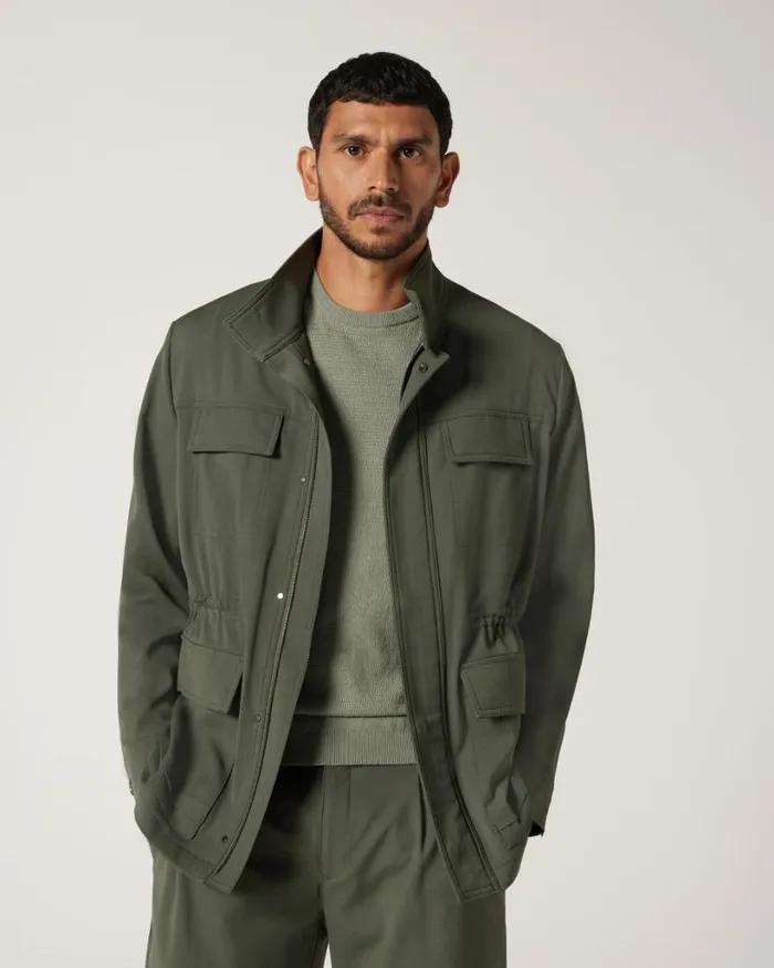 Politix Coats and Jackets Men Regular Modern Lightweight Utility Jacket Khaki