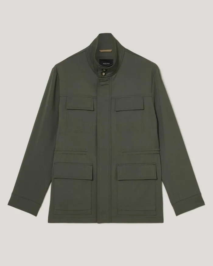 Politix Coats and Jackets Men Regular Modern Lightweight Utility Jacket Khaki