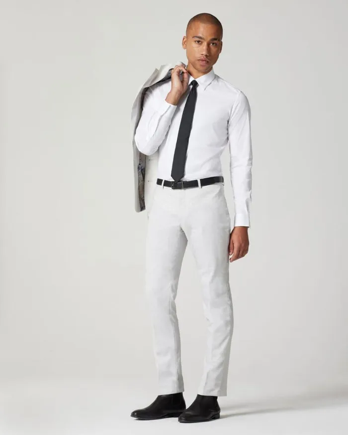 Politix Formal Shirts Men Slim Long Sleeve Spanish Shirt White