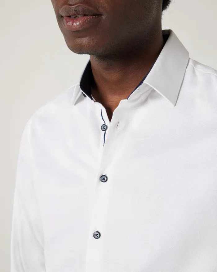 Politix Formal Shirts Men Slim Textured Long Sleeve Shirt White