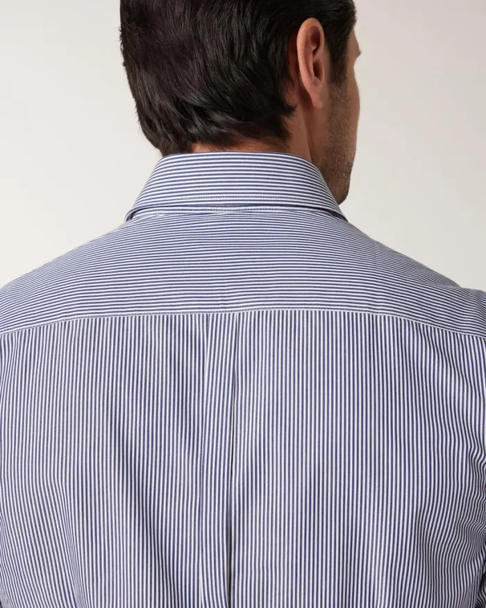 Politix Formal Shirts Men Striped Business Shirt Navy
