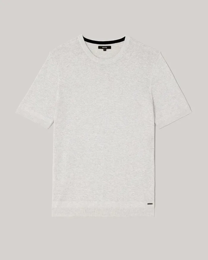 Politix Knitwear Men Crew Short Sleeve Knit Grey Marle