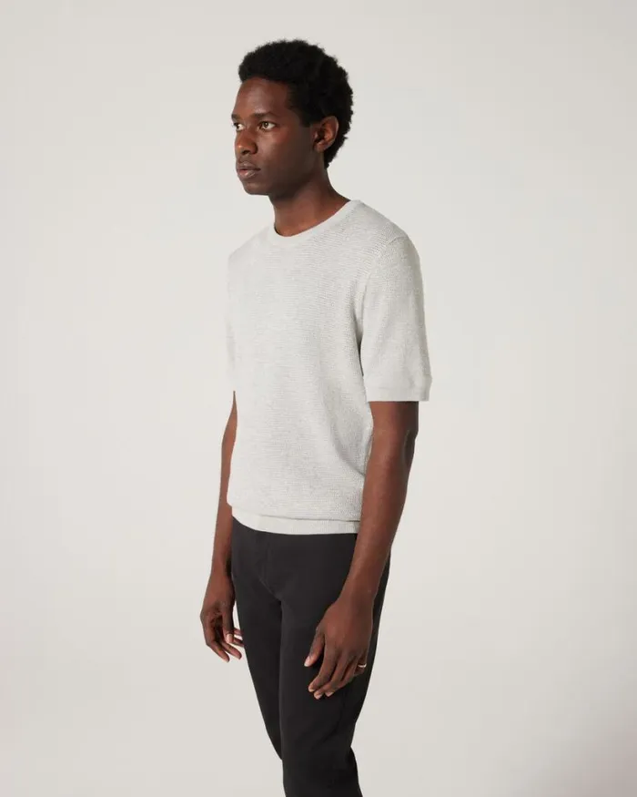 Politix Knitwear Men Crew Short Sleeve Knit Grey Marle