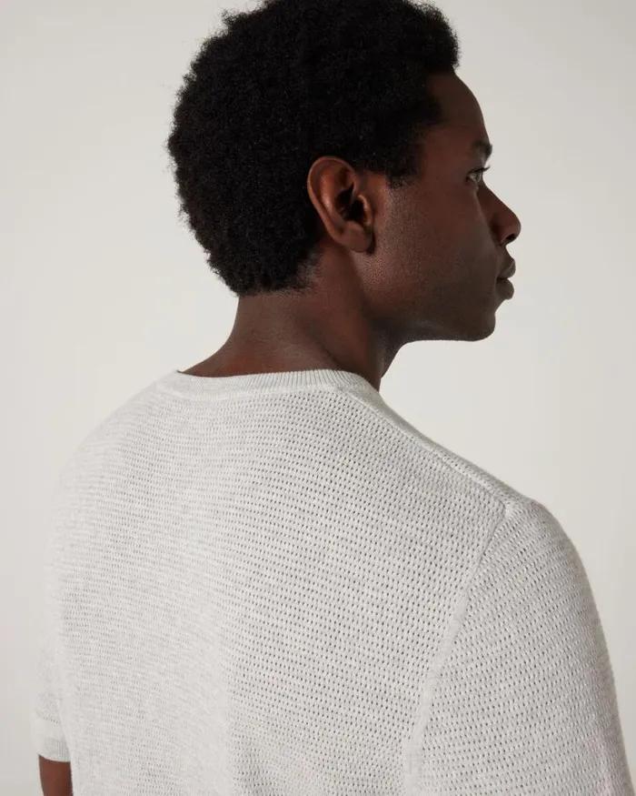 Politix Knitwear Men Crew Short Sleeve Knit Grey Marle