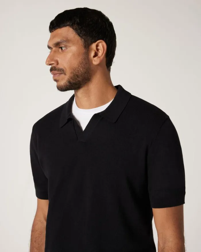 Politix Knitwear Men Short Sleeve Trophy Neck Knit Black
