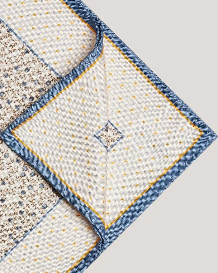 Politix Pocket Squares Men Ditsy Floral Printed Pocket Square With Contrast Border Natural