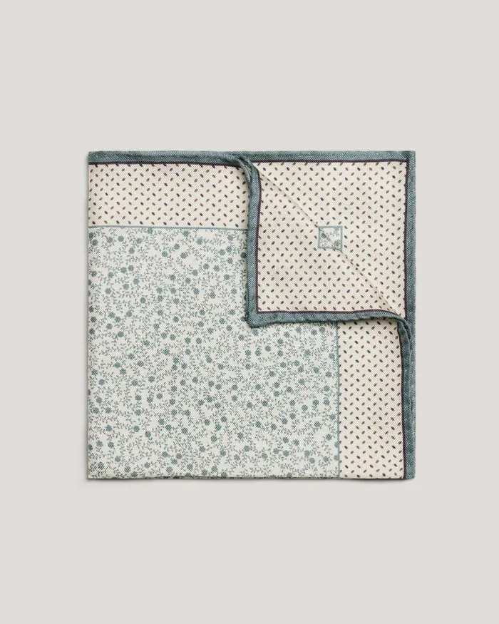 Politix Pocket Squares Men Ditsy Floral Printed Pocket Square With Contrast Border Natural Floral