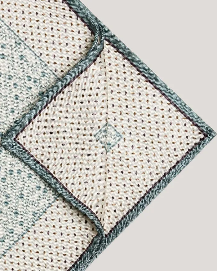 Politix Pocket Squares Men Ditsy Floral Printed Pocket Square With Contrast Border Natural Floral