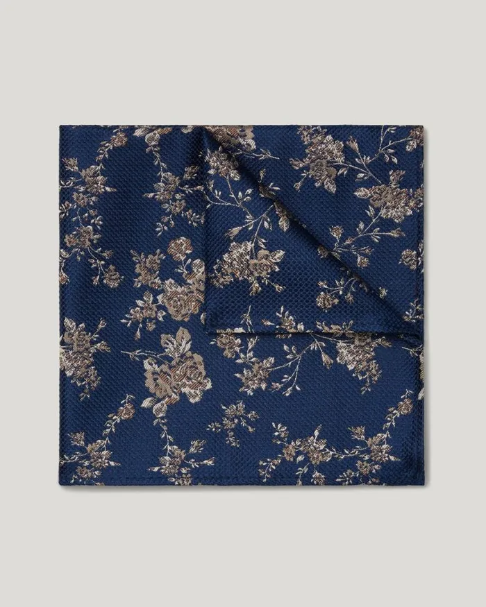 Politix Pocket Squares Men Floral Silk Pocket Square Navy
