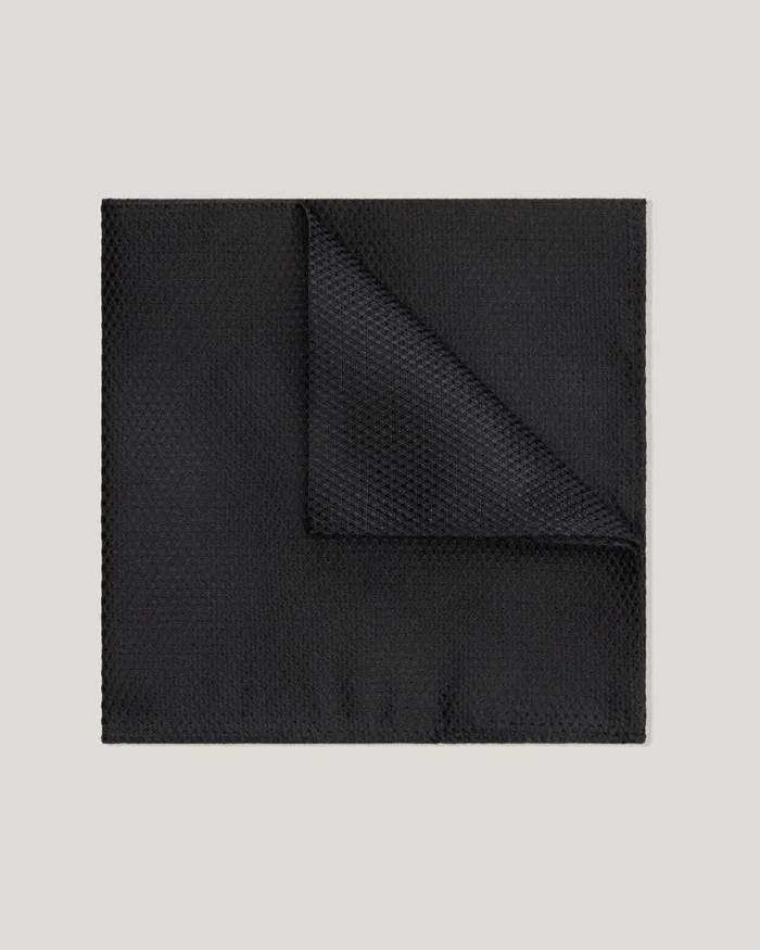 Politix Pocket Squares Men Silk Textured TwoTone Pocket Square Black