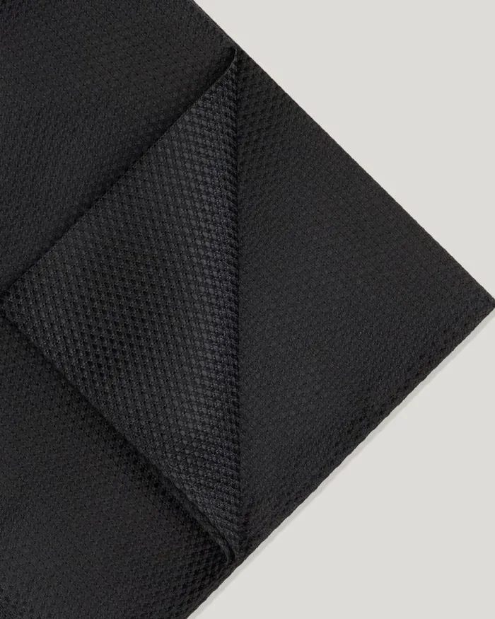 Politix Pocket Squares Men Silk Textured TwoTone Pocket Square Black