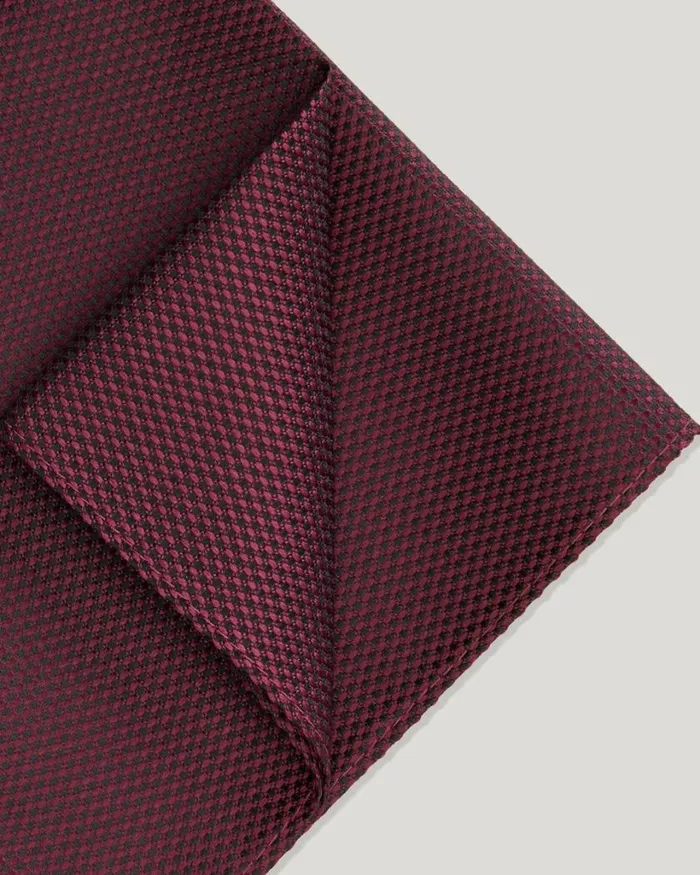 Politix Pocket Squares Men Silk Textured TwoTone Pocket Square Burgundy