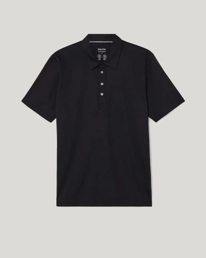 Politix Polo Shirts Men Travel Short Sleeve Polo Black