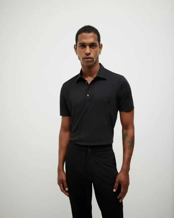 Politix Polo Shirts Men Travel Short Sleeve Polo Black