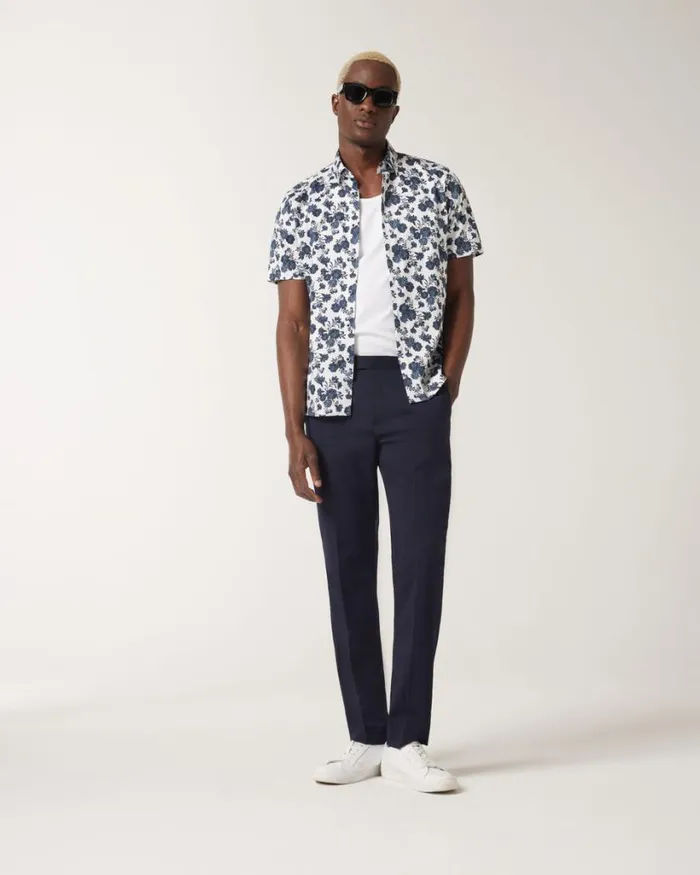 Politix Shirts Men Floral Buttonup Shirt Blue
