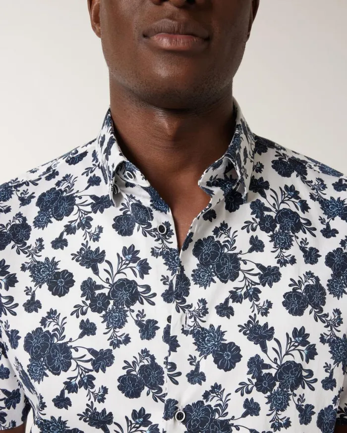 Politix Shirts Men Floral Buttonup Shirt Blue
