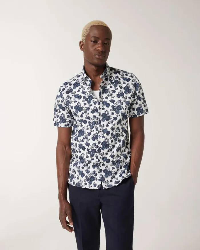 Politix Shirts Men Floral Buttonup Shirt Blue