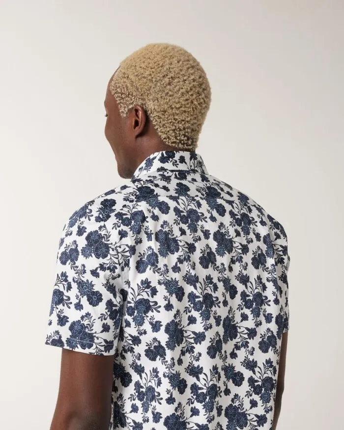 Politix Shirts Men Floral Buttonup Shirt Blue