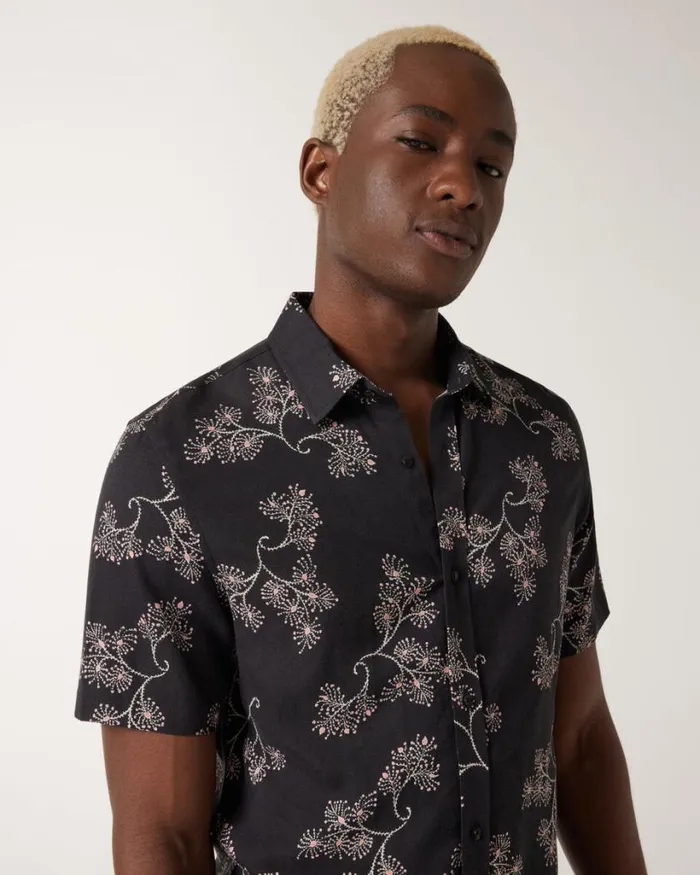 Politix Shirts Men Paisley Buttonup Shirt Black