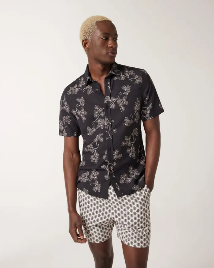 Politix Shirts Men Paisley Buttonup Shirt Black