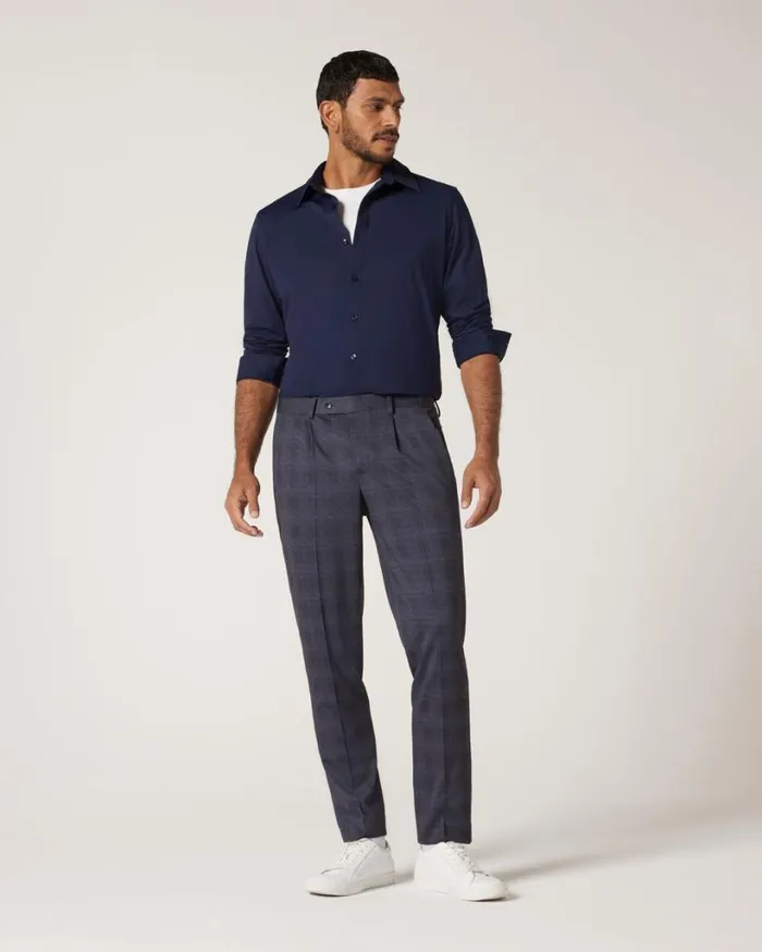 Politix Shirts Men Slim Travel Shirt Navy