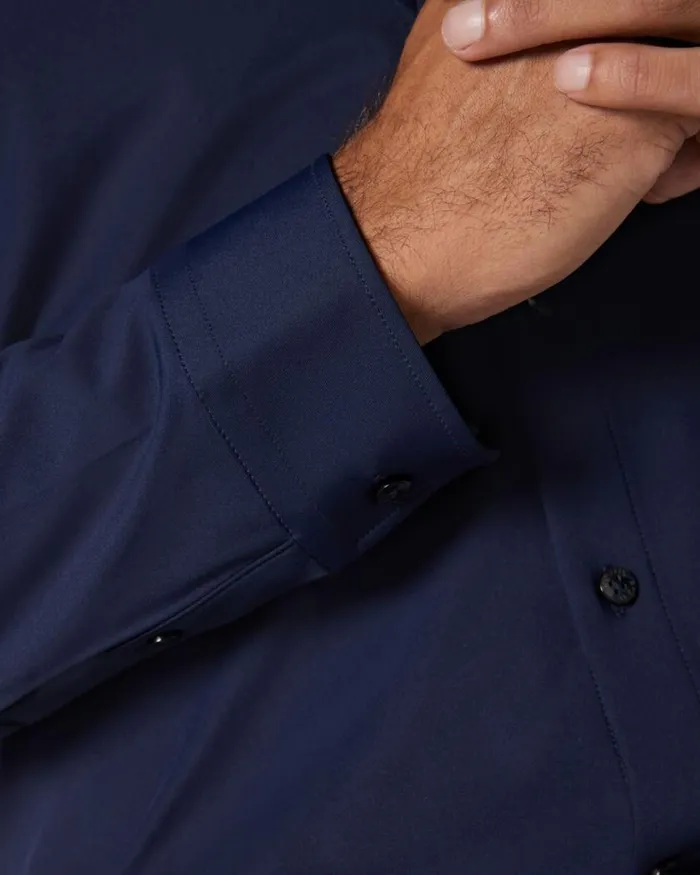 Politix Shirts Men Slim Travel Shirt Navy
