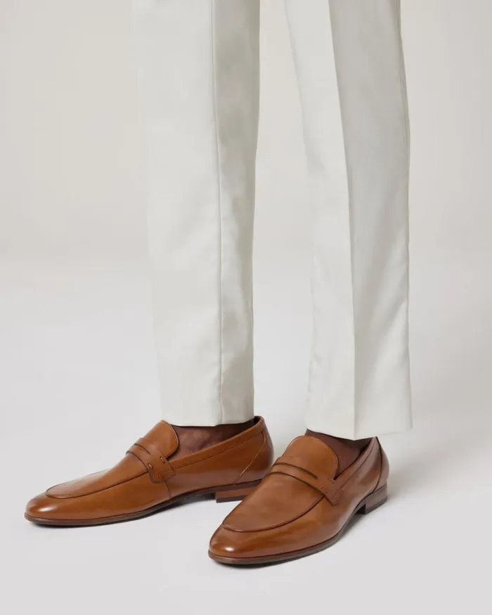 Politix Shoes Men Leather Dress Loafer Light Tan
