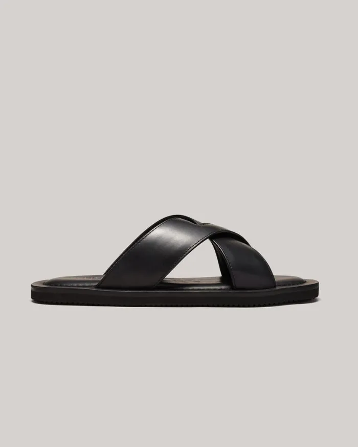 Politix Shoes Men Leather Sandals Black