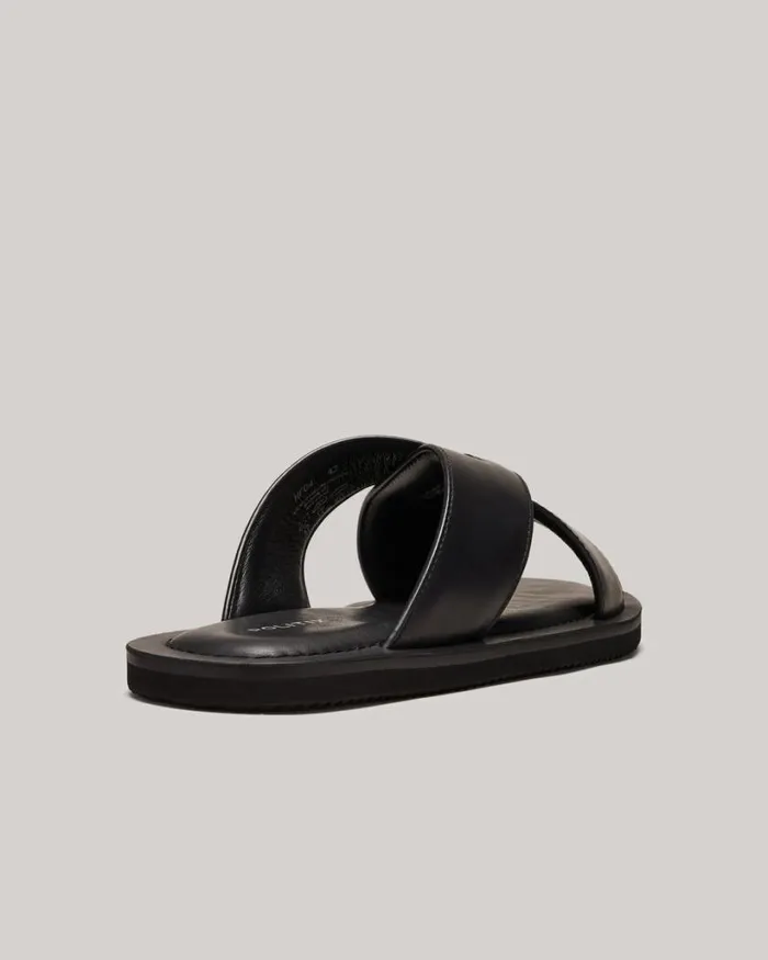 Politix Shoes Men Leather Sandals Black