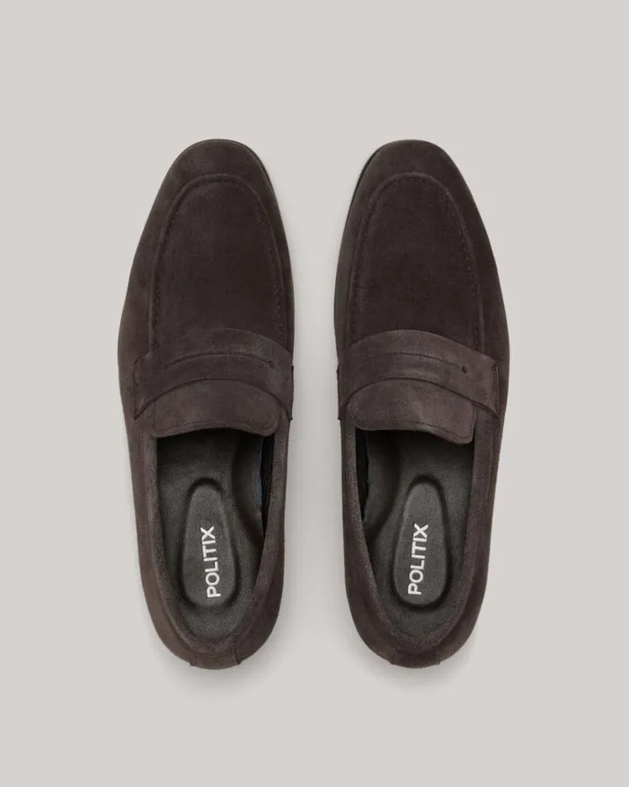 Politix Shoes Men Suede Loafer Espresso