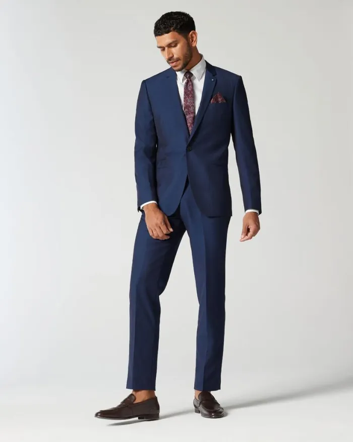 Politix Suit Pants Men Regular Fit TwoTone Tailored Pant Navy Blue