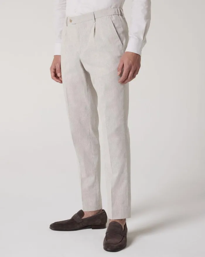 Politix Suit Pants Men Relaxed Striped Tailored Pant Natural