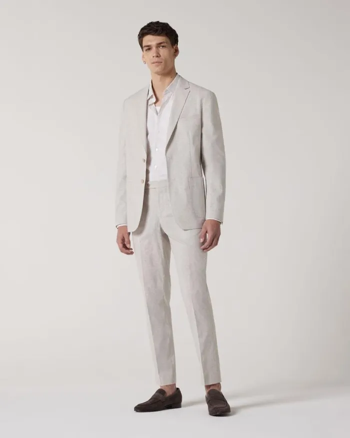 Politix Suit Pants Men Relaxed Striped Tailored Pant Natural