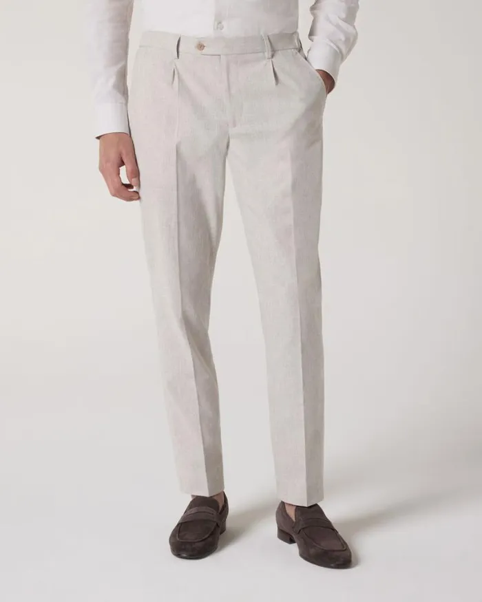 Politix Suit Pants Men Relaxed Striped Tailored Pant Natural
