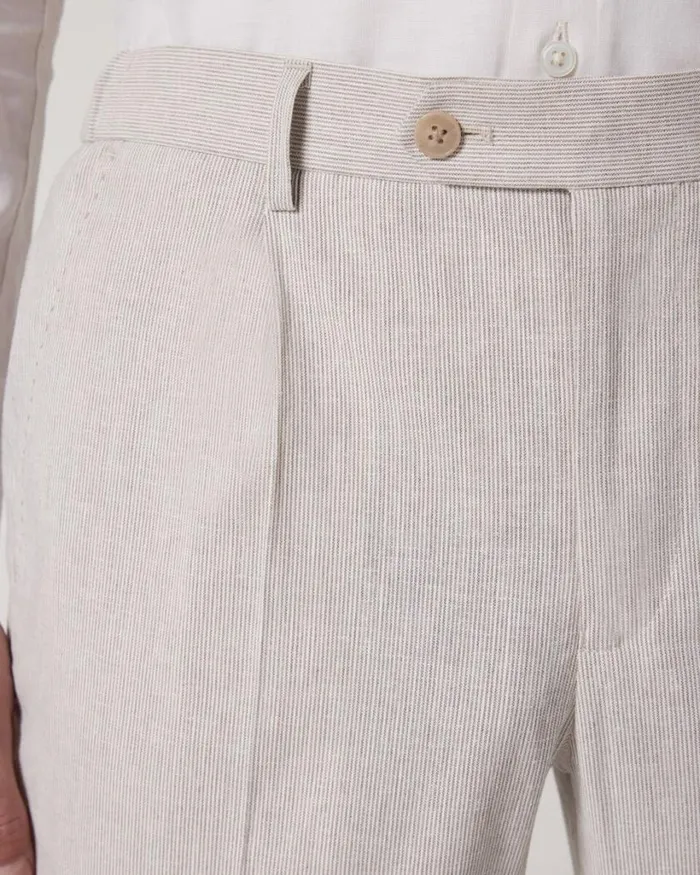 Politix Suit Pants Men Relaxed Striped Tailored Pant Natural