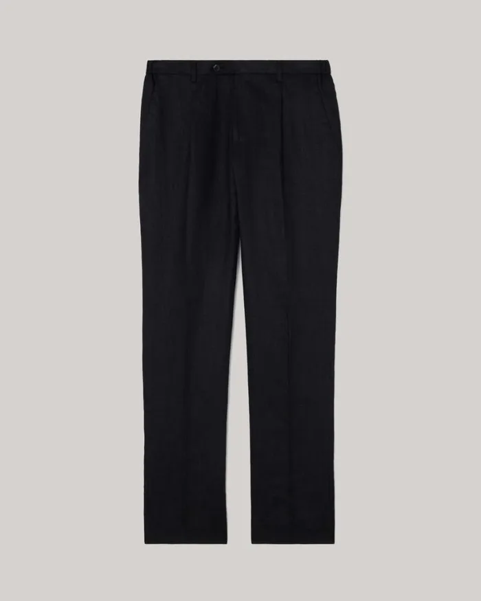 Politix Suit Pants Men Relaxed Tailored Linen Pant Black