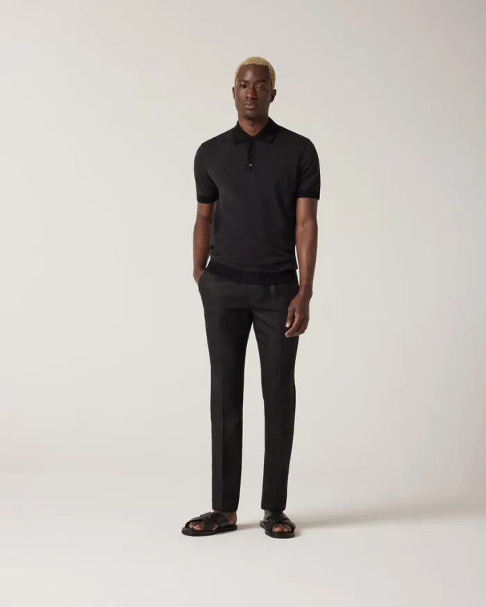 Politix Suit Pants Men Relaxed Tailored Linen Pant Black