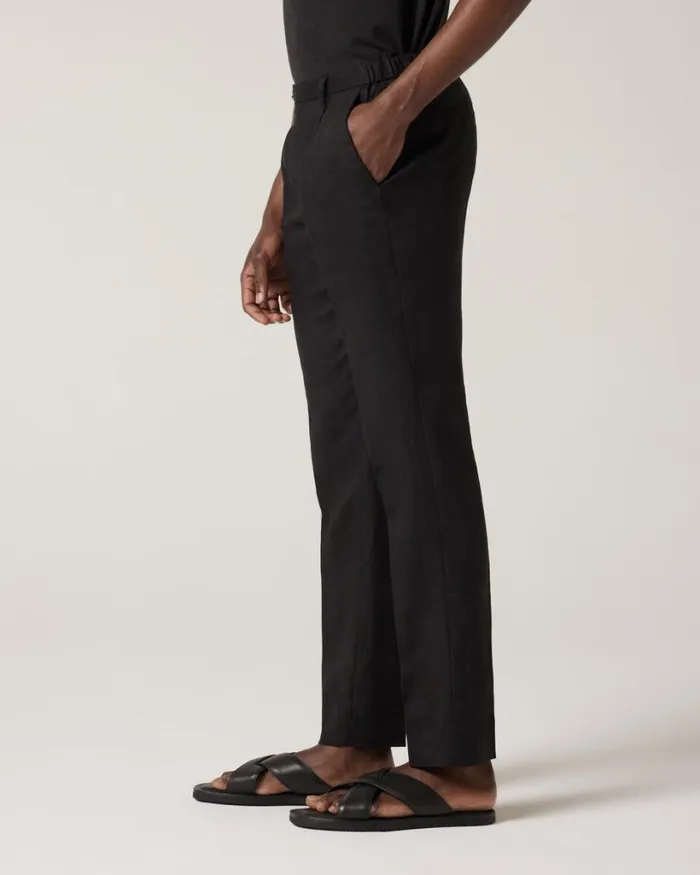 Politix Suit Pants Men Relaxed Tailored Linen Pant Black