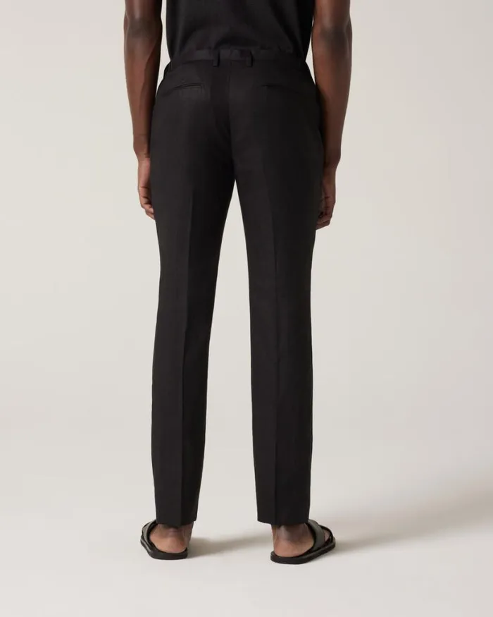 Politix Suit Pants Men Relaxed Tailored Linen Pant Black