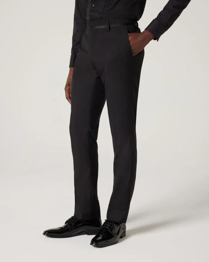 Politix Suit Pants Men Slim Fit Tuxedo Pant Black Chintz