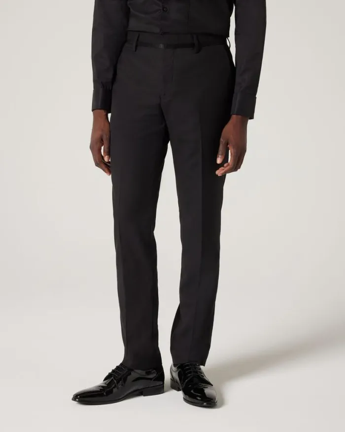 Politix Suit Pants Men Slim Fit Tuxedo Pant Black Chintz