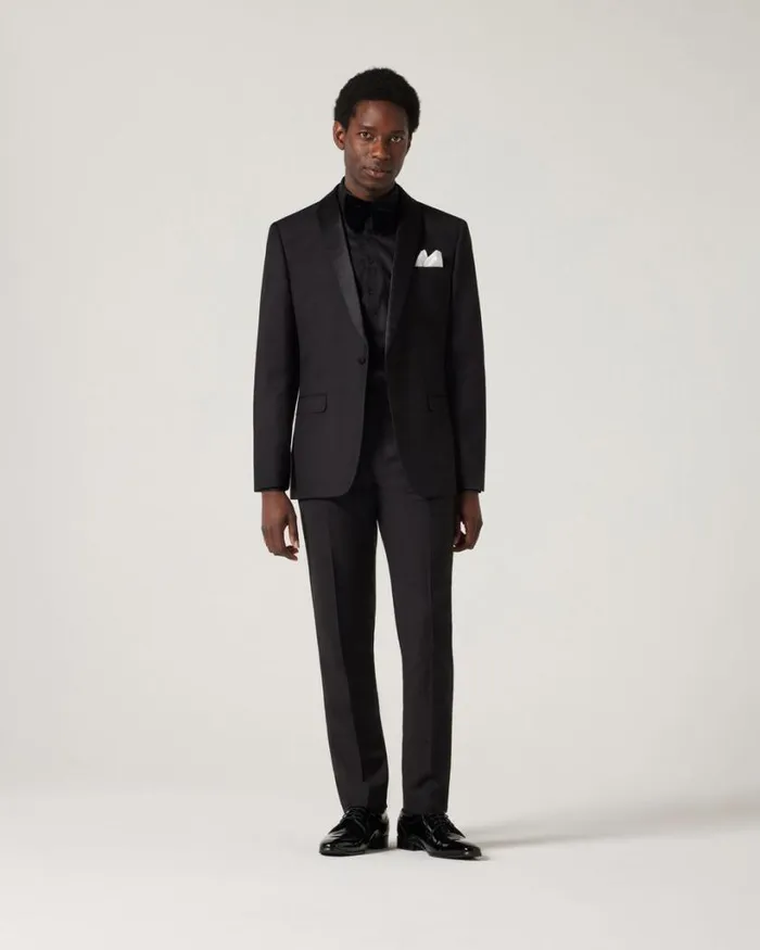 Politix Suit Pants Men Slim Fit Tuxedo Pant Black Chintz