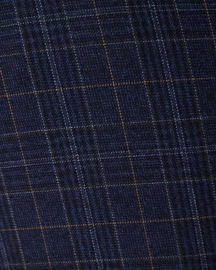 Politix Suit Pants Men Slim Stretch Checked Tailored Pant Navy
