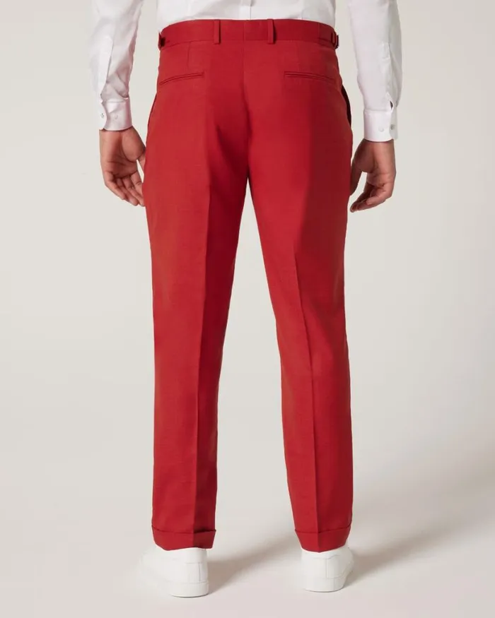 Politix Suit Pants Men Slim Stretch Fashion Pant With Pleat Red