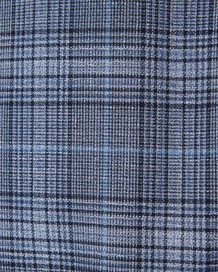 Politix Suit Pants Men Slim Stretch Pleat Checked Tailored Pant Blue Check