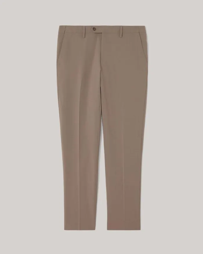 Politix Suit Pants Men Slim Stretch Wool Blend Tailored Pant Mushroom