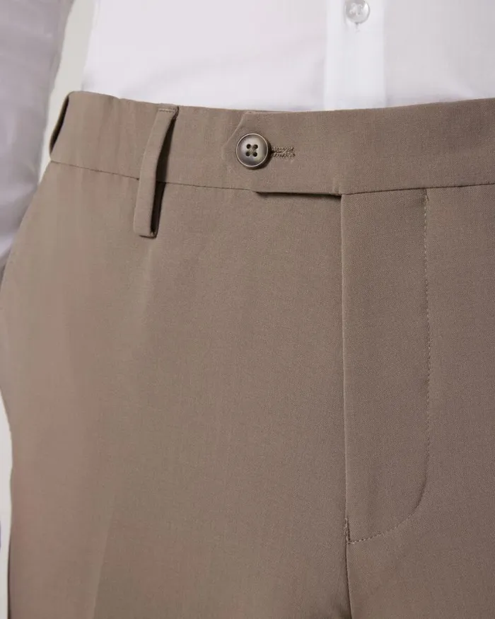 Politix Suit Pants Men Slim Stretch Wool Blend Tailored Pant Mushroom