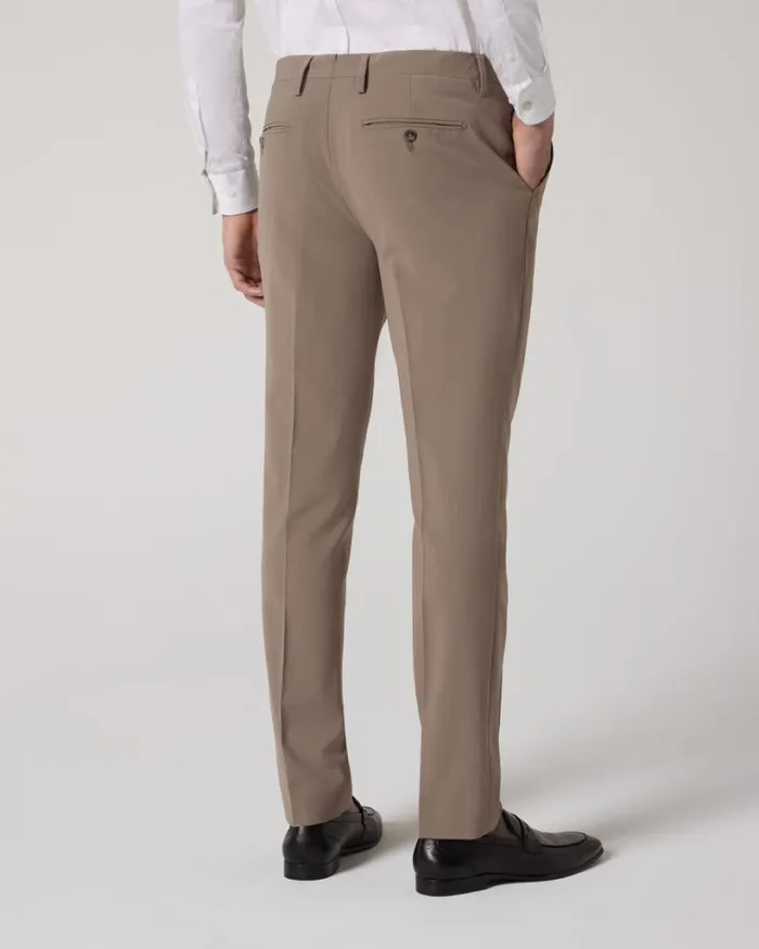 Politix Suit Pants Men Slim Stretch Wool Blend Tailored Pant Mushroom
