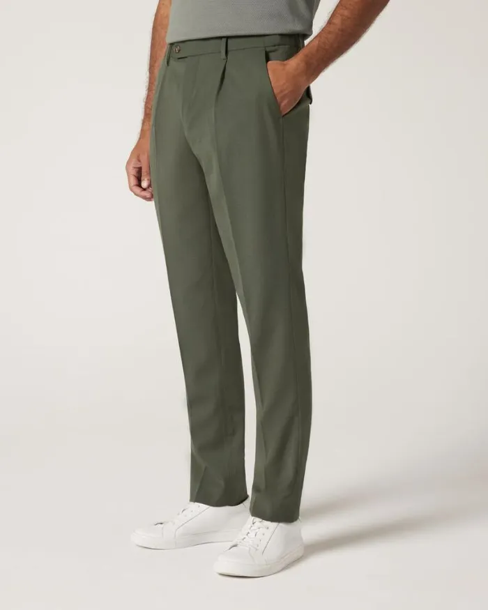 Politix Suit Pants Men Wool Blend Tailored Pant Khaki